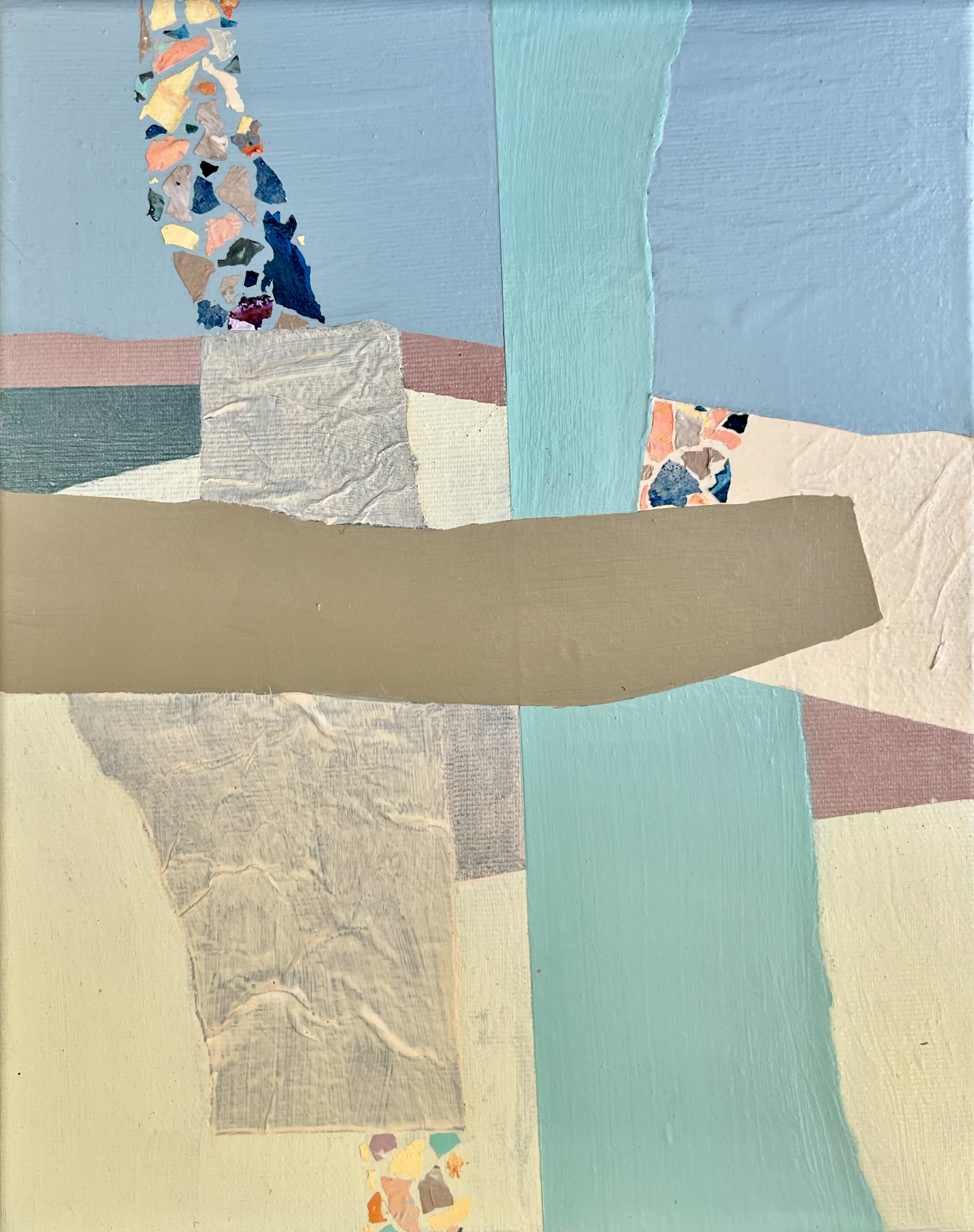 Dissolution in Space XIII, 2026 - Acryl und Collage auf Leinwand, 30 × 24 cm, CHF 550