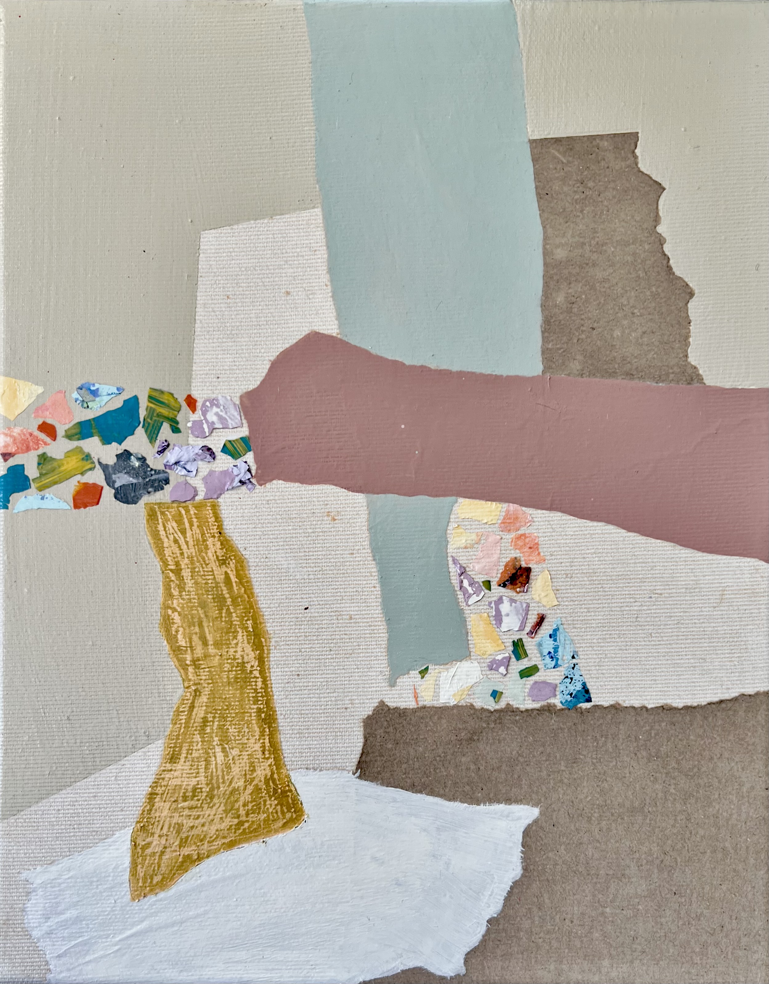 Dissolution in Space XIV, 2026 - Acryl und Collage auf Leinwand, 30 × 24 cm, CHF 550