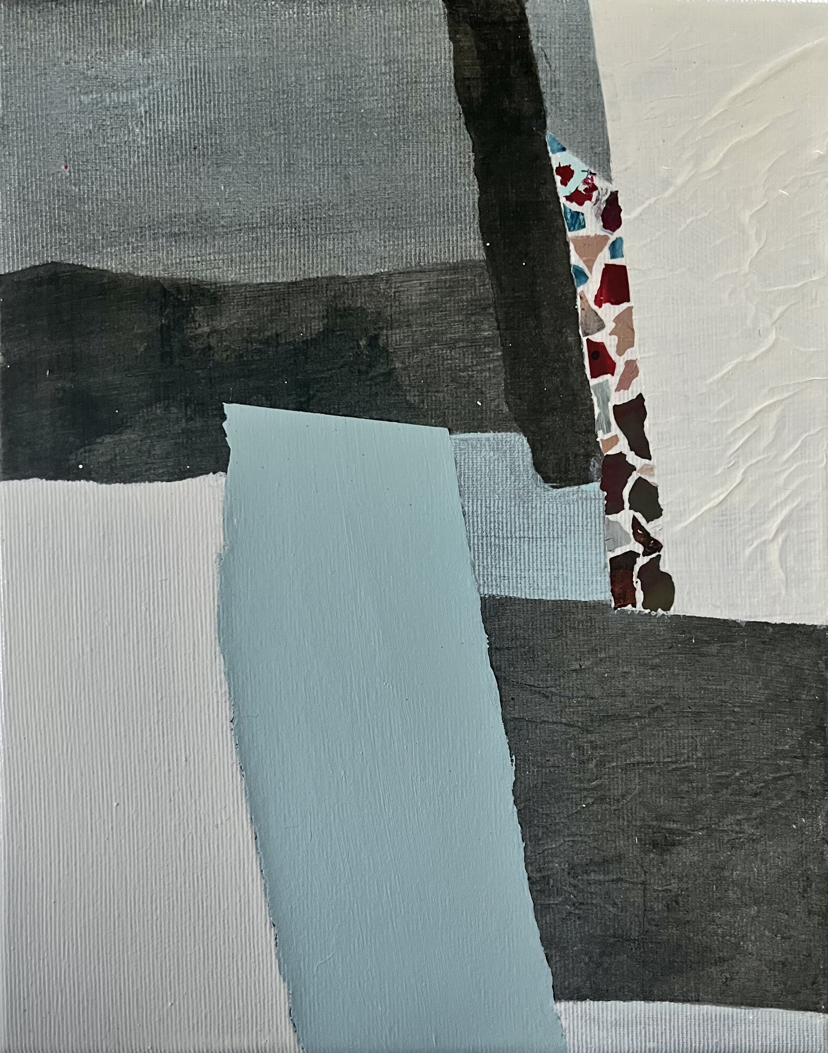 Dissolution in Space XVII, 2026 - Acryl und Collage auf Leinwand, 30 × 24 cm, CHF 550