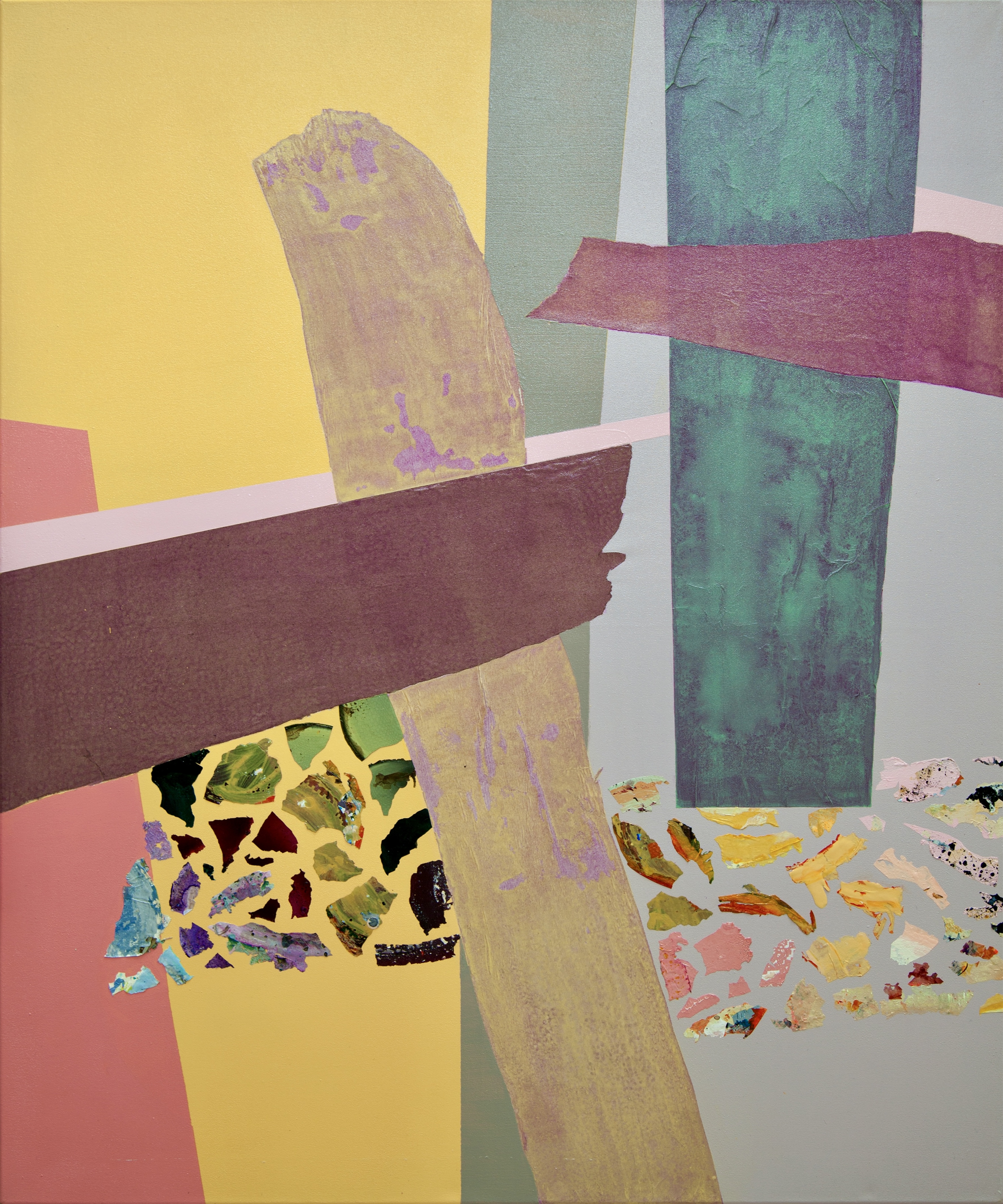 Privatsammlung CH: Dissolution in Space IX, 2025 - Acryl und Collage auf Leinwand, 100 × 80 cm