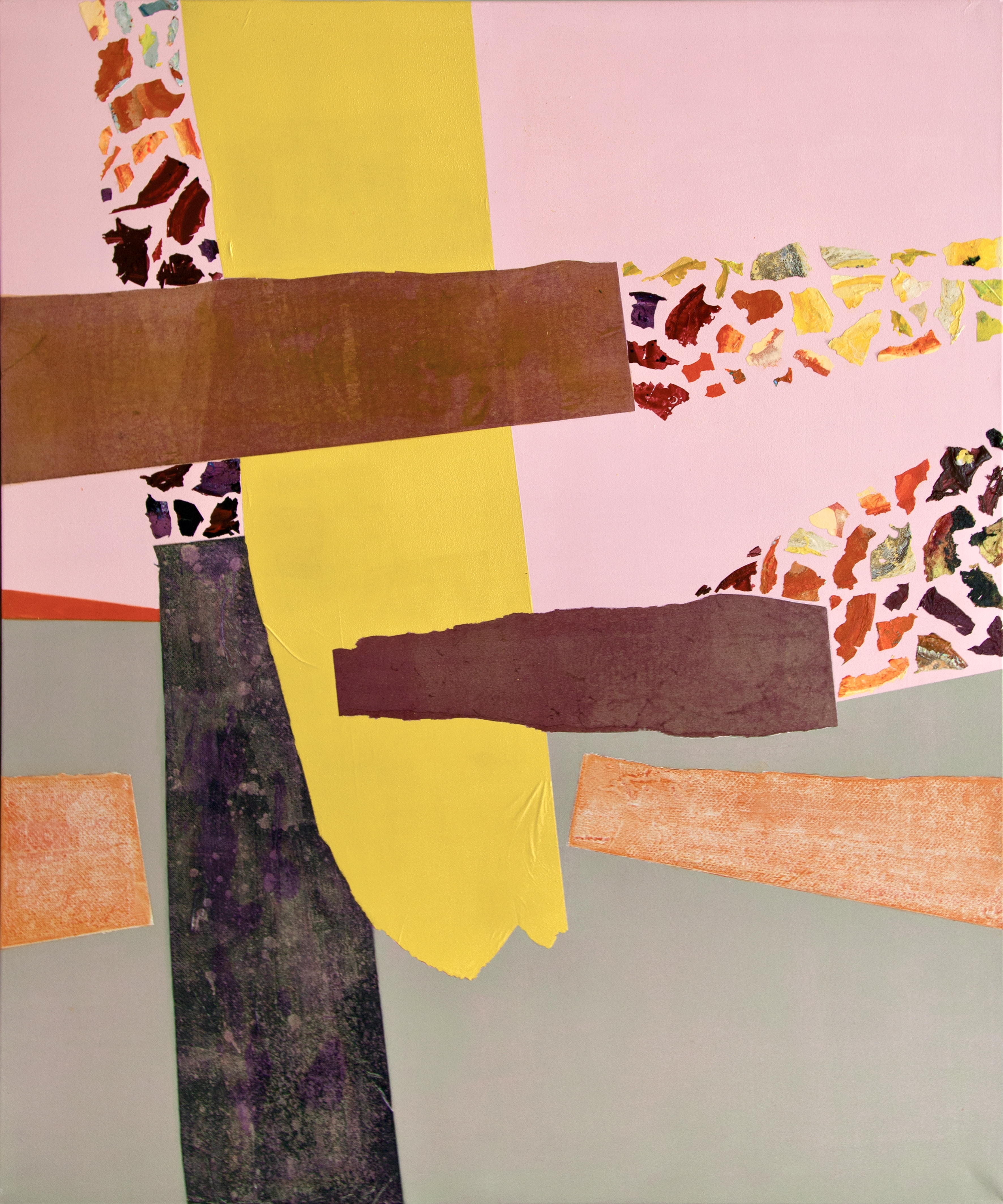Dissolution in Space VII, 2025 - Acryl und Collage auf Leinwand, 120 × 100 cm