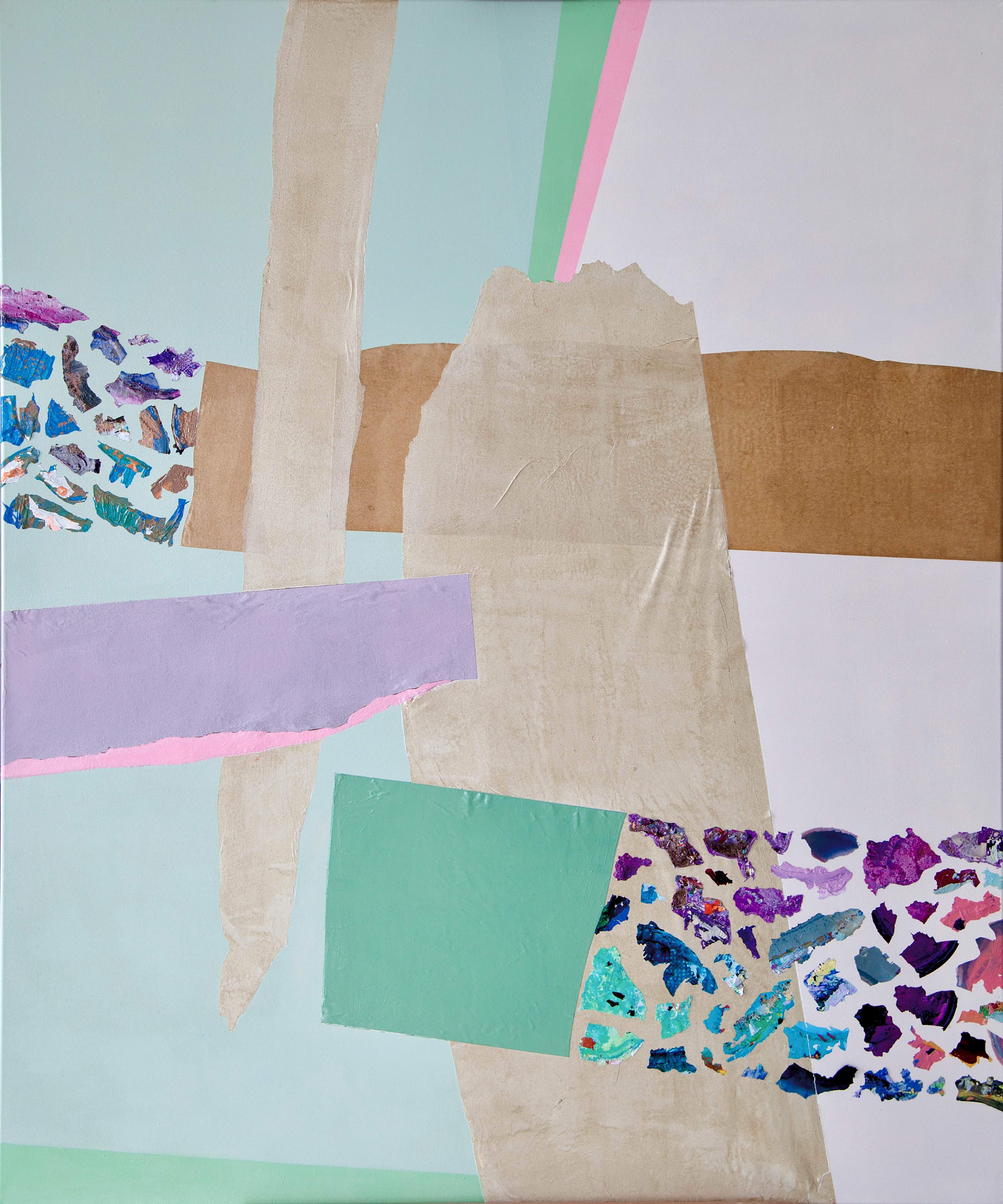 Dissolution in Space XI, 2025 - Acryl und Collage auf Leinwand, 120 × 100 cm