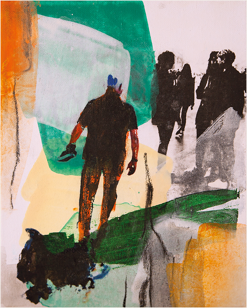 Menschen I -- 2014 -- Acryl/Mixed Media auf Leinwand -- 30x24cm -- CHF 950