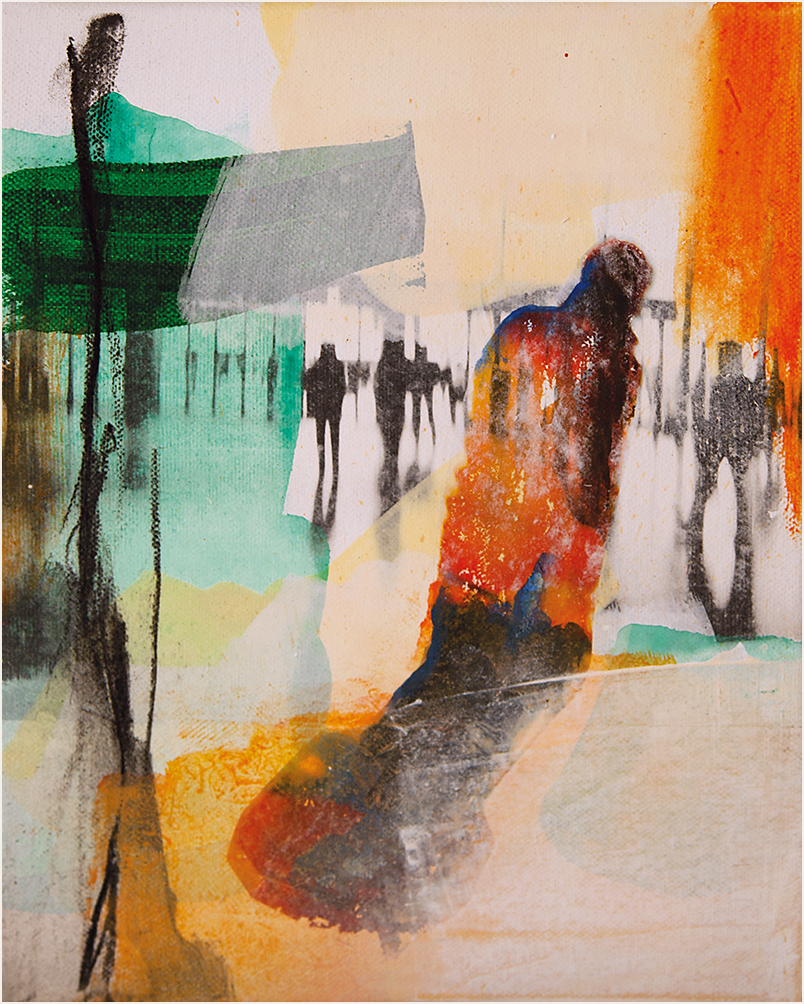 Menschen III -- 2014 -- Acryl/Mixed Media auf Leinwand -- 30x24cm -- CHF 950
